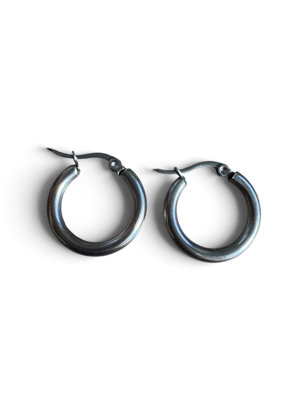Classic Metallic Hoop Earrings - Silver Tone 3/4”